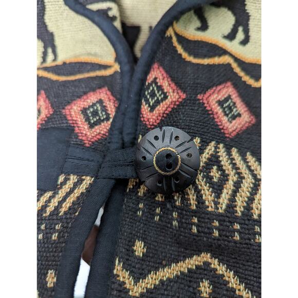 Vintage Flashback Cropped Tapestry Jacket Moose Southwestern Print Size L - Picture 4 of 7